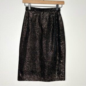VTG Francine Browner Copper/Gold Pencil Skirt Sz 23/XXS 80's USA Made Party Glam